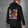 Platform Fleece Sweater Back Letter Print Kangaroo Pocket Drawstring Print Hooded Sweater