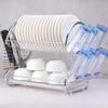 Dish Drying Rack 2-Tier Compact Kitchen Dish Rack Drainboard Set Large Dish Drainer with Utensil Holder