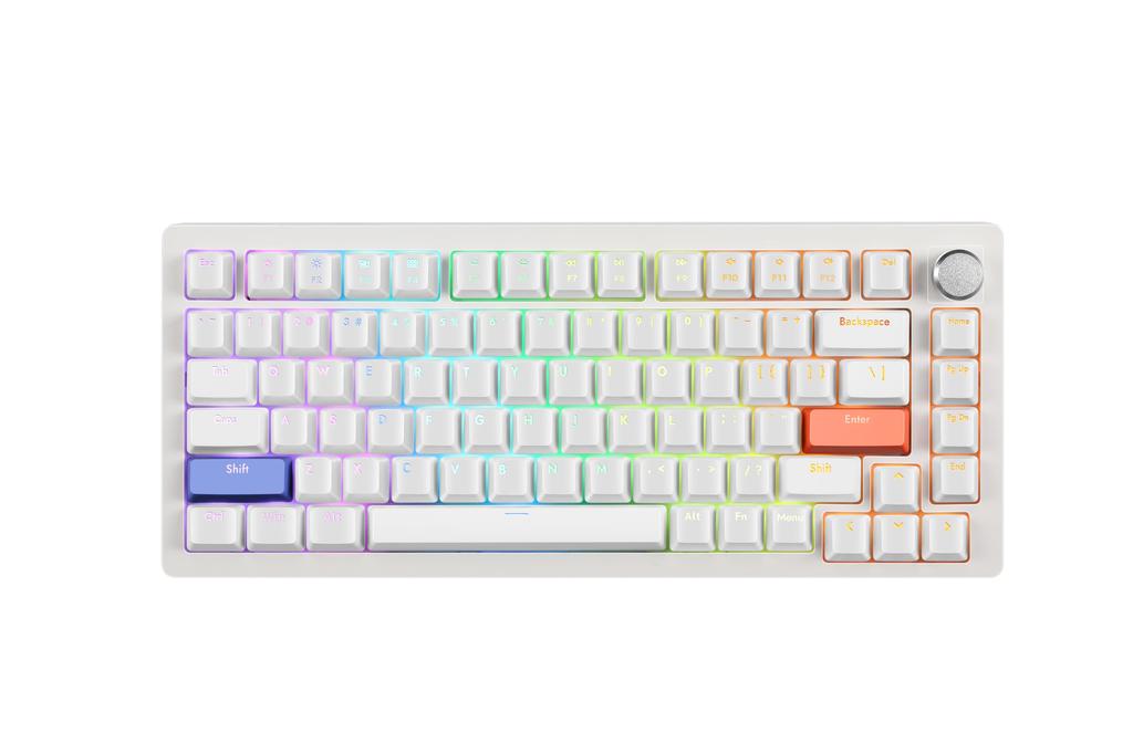 DrunkDeer A75 Rapid Trigger Keyboard Mechanical TKL Gaming Magnetic Switch RGB Wired USB Compact 82 Keys with Knobs White Anti-Ghosting Anti-Spill