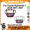 For Toyota Highlander 1 XU20 2001- 2007 Stereo Android Car Multimedia Player Screen Navigation GPS Carplay 5G Wifi BT NO 2 DIN