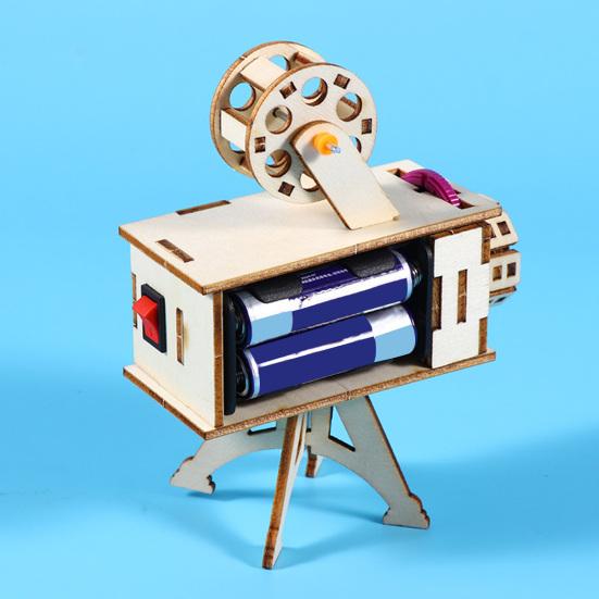 1 Set DIY Film Projector Model Kit Handmade Wooden Puzzle Vintage Projector Building Crafts Kids STEM Educational Science Experiment Toy