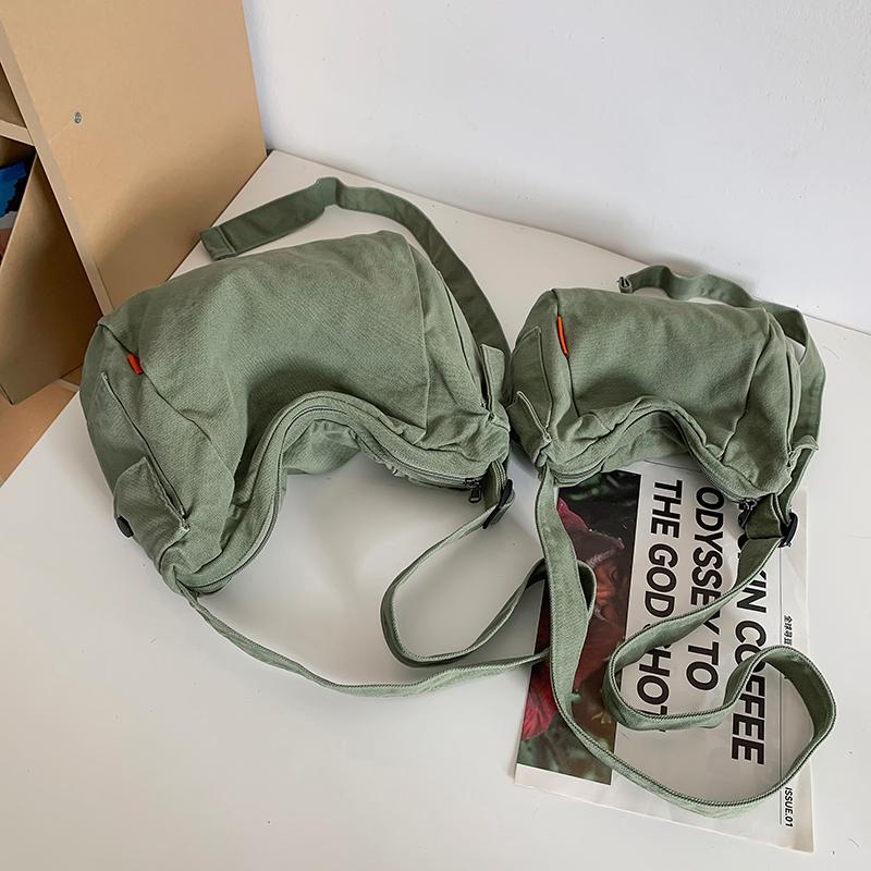 Canvas Bag Women's Large Capacity Crossbody Bag Men Solid Color Shoulder Bag