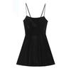 European & American Style Autumn Black Velvet Mini Dress - Women's Elegant Fashion 