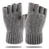 Half Fingerless Gloves Winter Warm Alpaca Wool Fingerless Knitting Glove Adult Thickening Riding Leaking Fingers Gloves