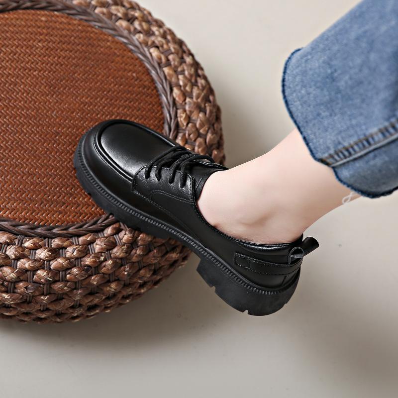 New Loafers Women's Shoes Leather Surface Spring Solid Color Heightened Platform Student Fashion Campus