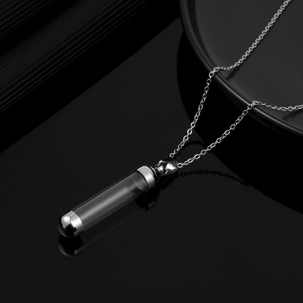 Openable Screw Cap Steel Chain Wishing Bottle Pendant Lucky Charm Glass Vial Necklace Perfume Jars