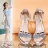 Summer New Korean Style Women's Shoes Fashion Rhinestone High-Heeled Sandals for Women