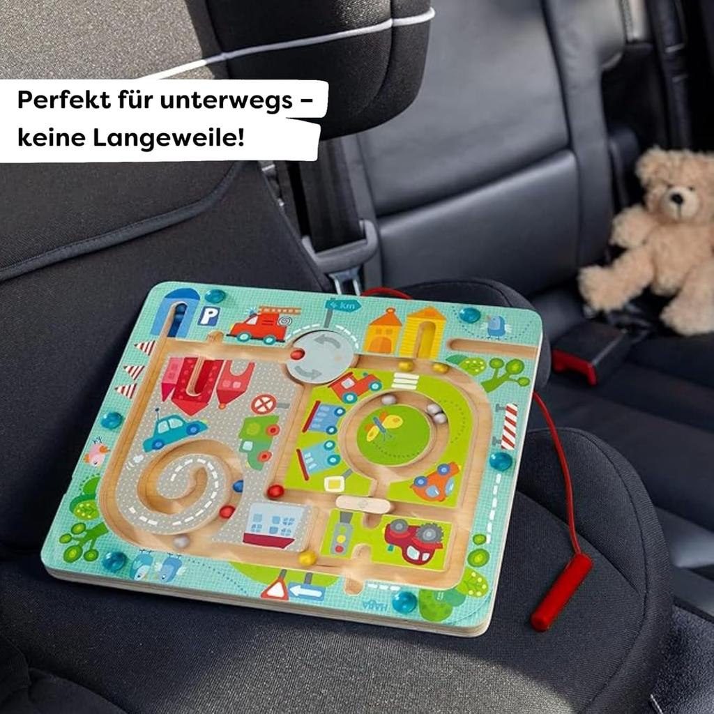 Haba 301056 - Magnetic Game City Labyrinth Educational Wooden Toy for Children from 2 Years and Above Training Logic and Fine Motor Skills