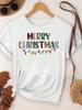 (Asian Size) Merry Christmas Tee Top Festival New Year Holiday Casual Lovely Letter Trend Women Print Lady Short Sleeve Fashion Graphic T-shirts
