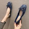 2025 Spring New French Style Flat Shoes Versatile Elegant Bow Women Flats Shallow Mouth Soft Sequin Women Shoes Mujer