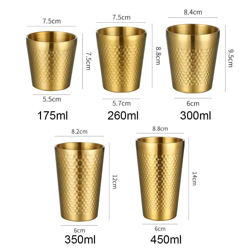 Hammered Texture Double-Wall Beer Cups Stainless Steel Milk Mugs Cold Water Drinks Cup  Drinkware