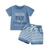 Toddler Boys Summer Shorts Set Letter Print Short Sleeve Round Neck Tops Elastic Waistband Striped Shorts