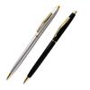 Silver Or Black Optional Stainless Steel Rod Rotating Metal Ballpoint Pen Blue Refill Exquisite Signature Gift Pen