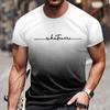 Summer Fashion Men's Fashion Design Gradient Color Letter Print T-shirt Top Breathable Soft Short Sleeved Men's Clothing Shirt