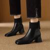 Ladies Shoes 2024 High Quality Ankle Women's Boots Fashion Back Zip Office and Career Hot Sale Square Toe Solid Shoes for Women