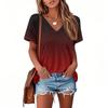 T Shirts For Women Pleated V Neck Dressy Casual Blouses Printing Short Sleeve Summer Tops Loose Fit