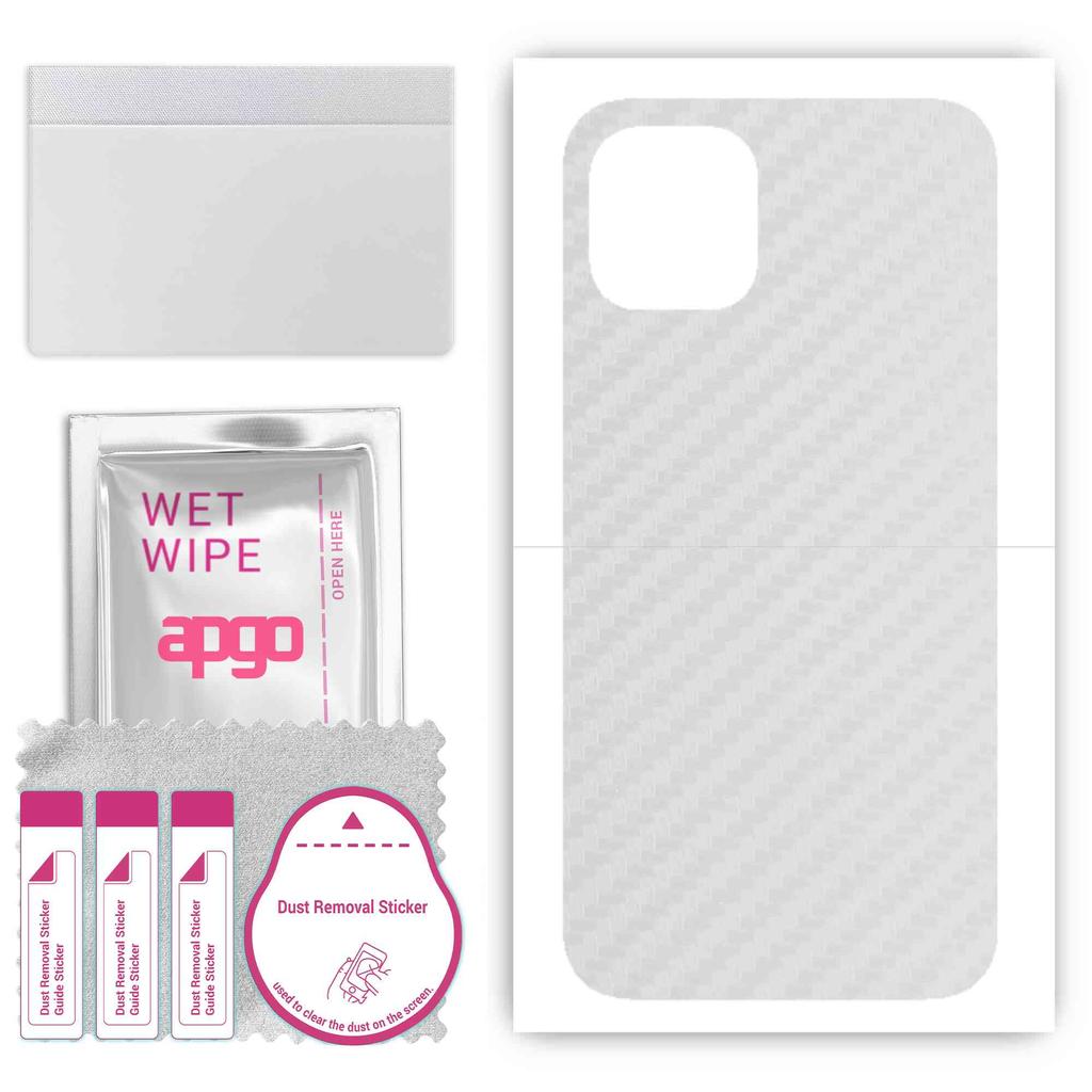 apgo Protective Skin Sticker for the Back Compatible with Apple iPhone 12, Wrap Film, Foil, Vinyl - Pattern Transparent Carbon