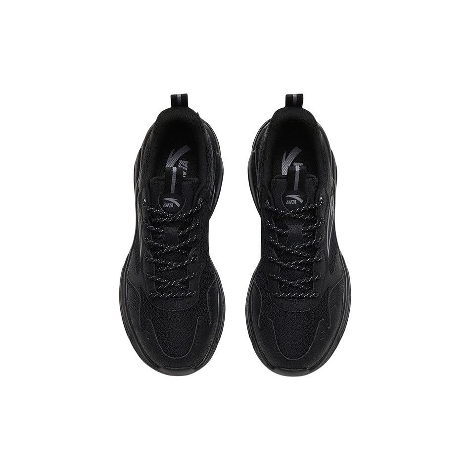 Anta Synthetic Leather Shock Absorbing Non-Slip Wear-Resistant Lightweight Low-Top Sports Casual Shoes Men Sneakers Black 912518852-3