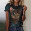 Summer Animal Cat 3D Printed T-shirt Women's Street Wear Casual Fashion Y2k Short Sleeved T-shirt O-neck T-shirt Top Clothing