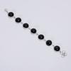 Excellent Top Grade Qualite 100% Natural Black Onyx Round Shape Ethnic Style Handmade Jewelry 925 Steling Silver Bracelet 7-8" WSJ-5203