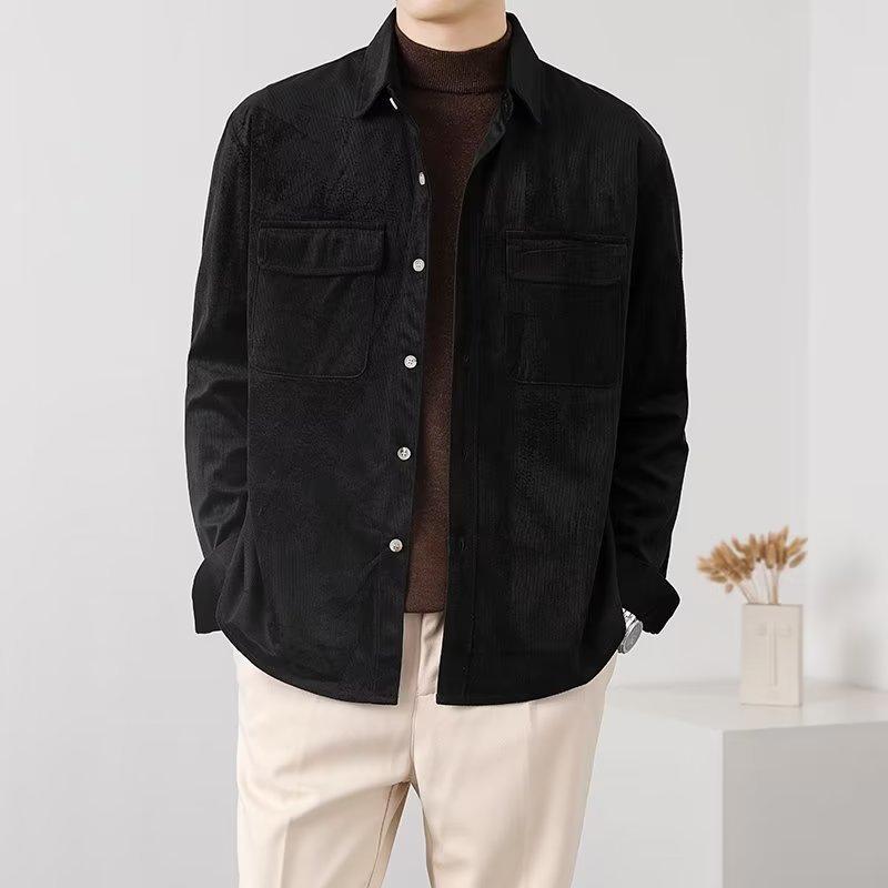 Cozy Up Men's Casual Shirt Corduroy Long Sleeve Button Down Work Shirt Jacket with Pockets