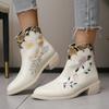 Hot Sales 2024 Autumn and Winter New Large Size Women Pointy Stitching Embroidery Thick with Chelsea Short Boots Women Sneakers