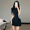 Women's One-piece Sports Swimwear Simple and Conservative Slim-fitting Dress-style Vacation Swimsuit