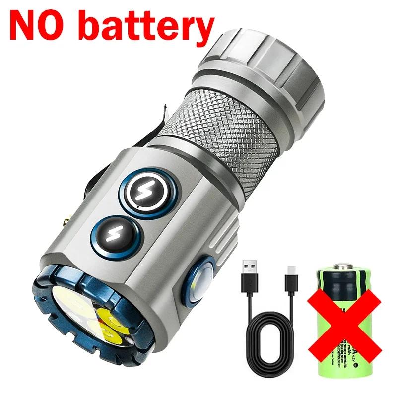 Powerful Mini LED Flashlight with RGB Light Al Alloy Pocket Torch Rechargeable Waterproof Hiking Camping Flash Light with Magnet