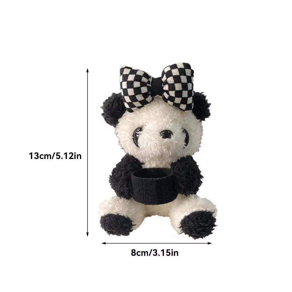 Card Love Bow Chinese Giant Panda Auto Wiper Turn Signal Switch Plush Doll Decorative Accessories Car Interior Toy Holiday Gifts