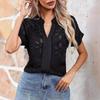 Women's Fashion Casual Summer Spring Solid Color Print Short Sleeve V-Neck Blouses & Shirts