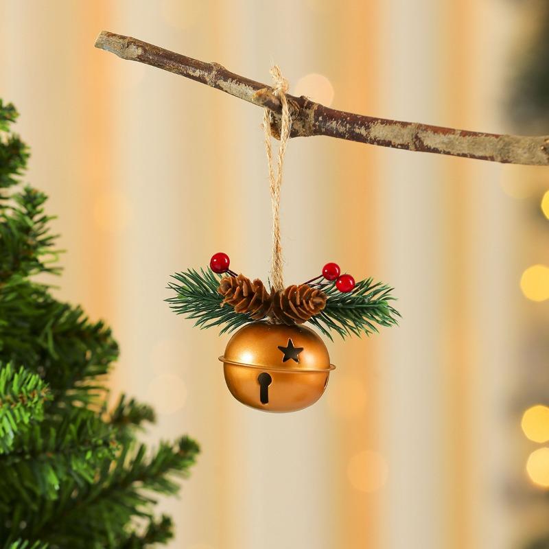 New Christmas Bell Door Hanging Bell, Red Fruit Pinecone Wind Chime, Christmas Tree Hanging Piece, Christmas Decoration