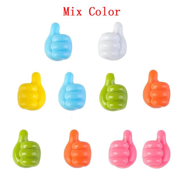 4/10Pcs Self Adhesive Silicone Thumb Wall Hooks Multifunctional Adhesive Cable Organizer Clip Key Hook Wall Hanger Storage Hooks