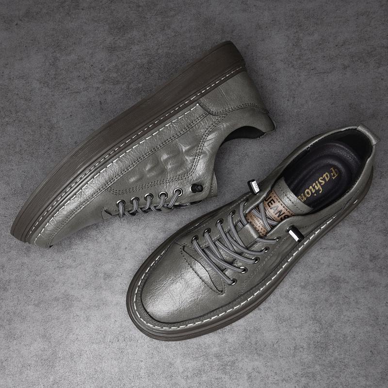 Comfy Leather Men Shoes Personality Men's Casual Shoes Comfortable Male Sneakers Lace Up Skate Flats for Man New Vulcanize Shoes