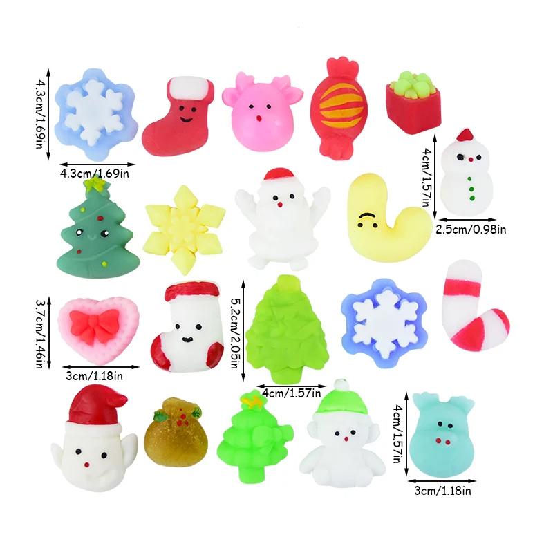 10/30/50Pcs Christmas Squishy Stress Relief Toys Kids Party Favors Birthday Rewards Gifts Goodie Bag Filler Santa Claus New Year 2025