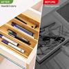 Bamboo Drawer Organizer Expandable 5-7 Compartments Adjustable Width Easy To Clean Cutlery Tray for Kitchen Utensils Jewelry Tools