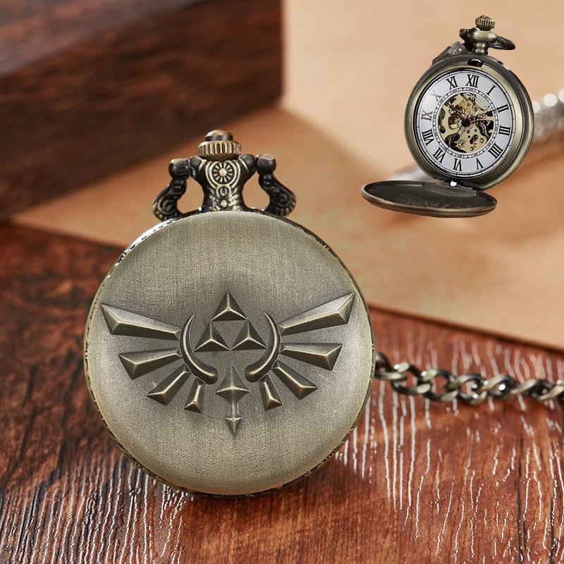 New Vintage Bronze Clamshell Automatic Mechanical Roman Numerals Pocket Watch for Men and Women Students