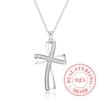 925 Serling Silver Fine Jewelry Crystal Latin Cross Necklace Pendant Chains for Women Silver Wedding Party Jewelry Gift