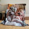 Cute Pet Cute Cat Blanket Fun Kitten Soft Flannel Blanket Modern Suitable for Home Air Conditioner Blanket