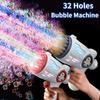 32 Holes LED Light Children Bubble Machine Toys Astronaut Shape Electric Automatic Soap Bubbles Gun for Kids Outdoor Toys Gifts