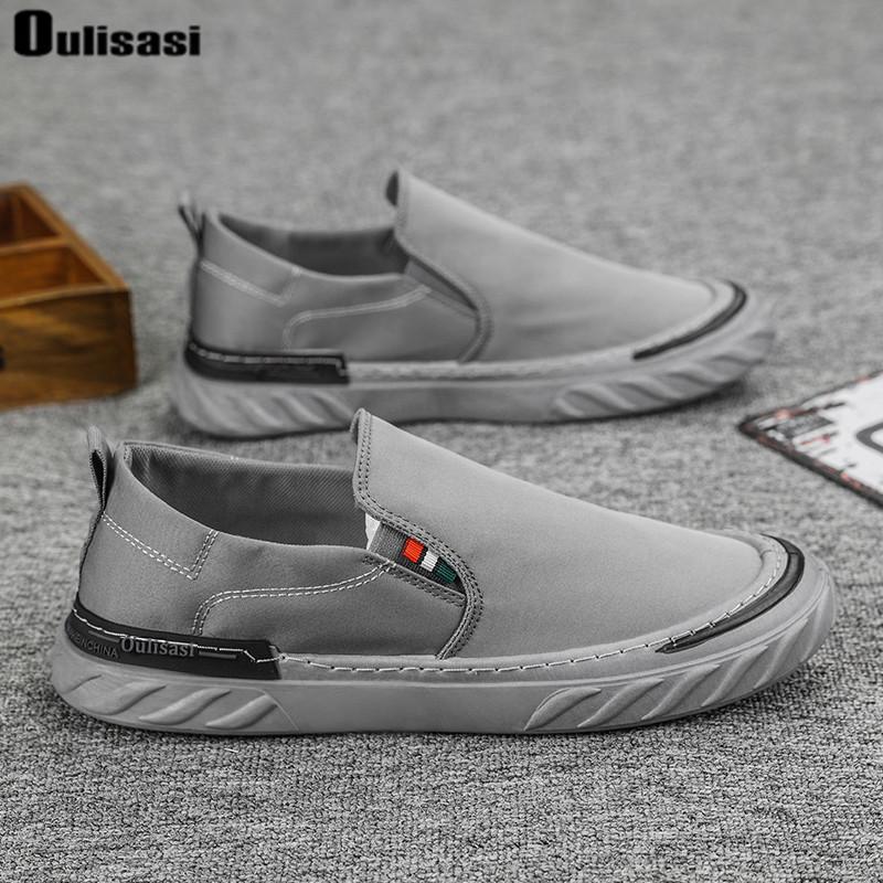 Canvas Loafers for Men Green Ice Silk Casual Shoes High Quality Walking Footwear Breathable Linen Surface Flats Sneakers Male