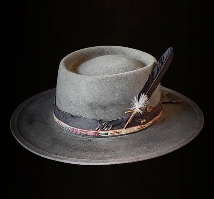 Pork Pie Top Sheep Felt Hat Solid Sheep Felt Hat Feathered Pure Wool Felt Hat