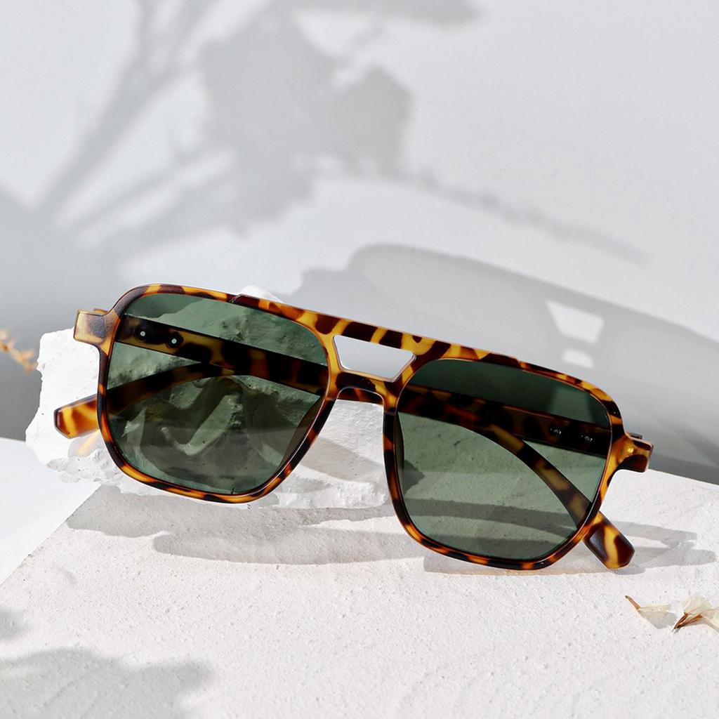 Large Square Glasses Men'S Double Beam Frame Retro Sunglasses Women'S Polarized Sunglasses Men'S