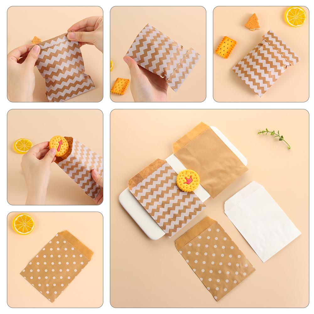 Wedding Baking Pastry Tool Wave Dot Kraft Paper Bag Candy Biscuit Bags Popcorn Bag Packing Pouch