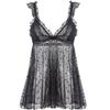 Women's Sexy Lace Mesh Nightdress and Robe Set