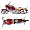 Vintage Royal Bullet Motor Bike with Antique Clock | Rustic Iron Metal Decor Showpiece for Study Table, Desk, Office, Gifts (Red)