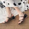 Women High Heel Sandals Summer Casual Female Shoes Woman Square Heel Open Toe Ankle Strap Ladies Sandalias Wedge Shoe 2025 New