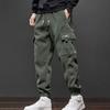 Fall Winter Men Cargo Pants Loose Drawstring Elastic Waist Plus Size Joggers Thickened