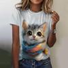 Summer Cartoon Cat 3D Print T-shirts Women Streetwear Casual Fashion Y2k Short Sleeve T Shirt O-neck Tees Tops Clothing