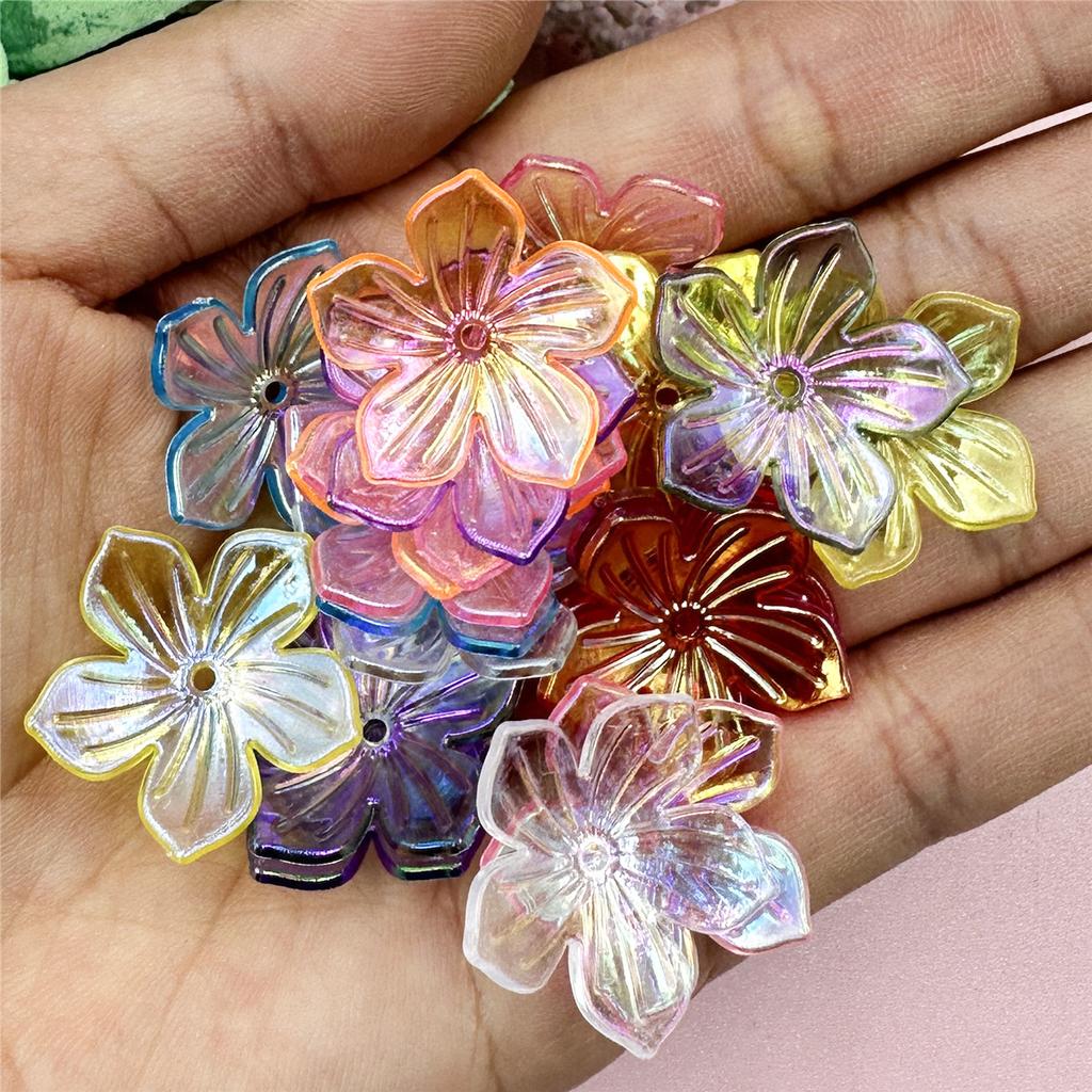 60Pcs Bracelet Necklace Acrylic Beads 22.8mm DIY Handmade For Jewelry Making Loose Spacer Beads Sun Flower Shape