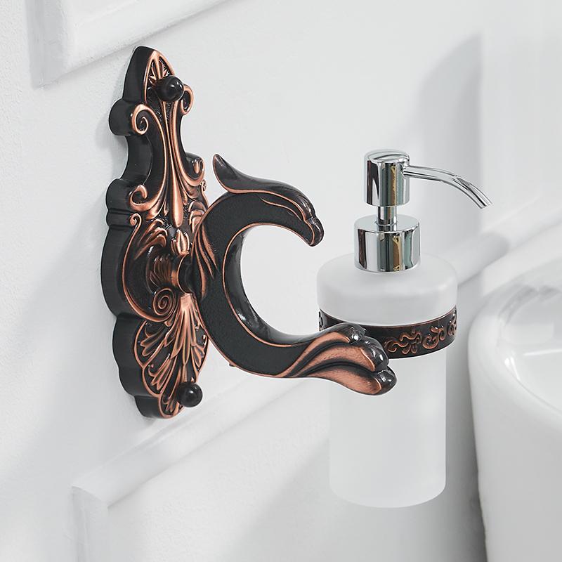 Liquid Soap Dispensers Luxury Black Color Dispenser for Liquid Soap Dispenser Wall Mounted With Frosted Glass Container WF-88818